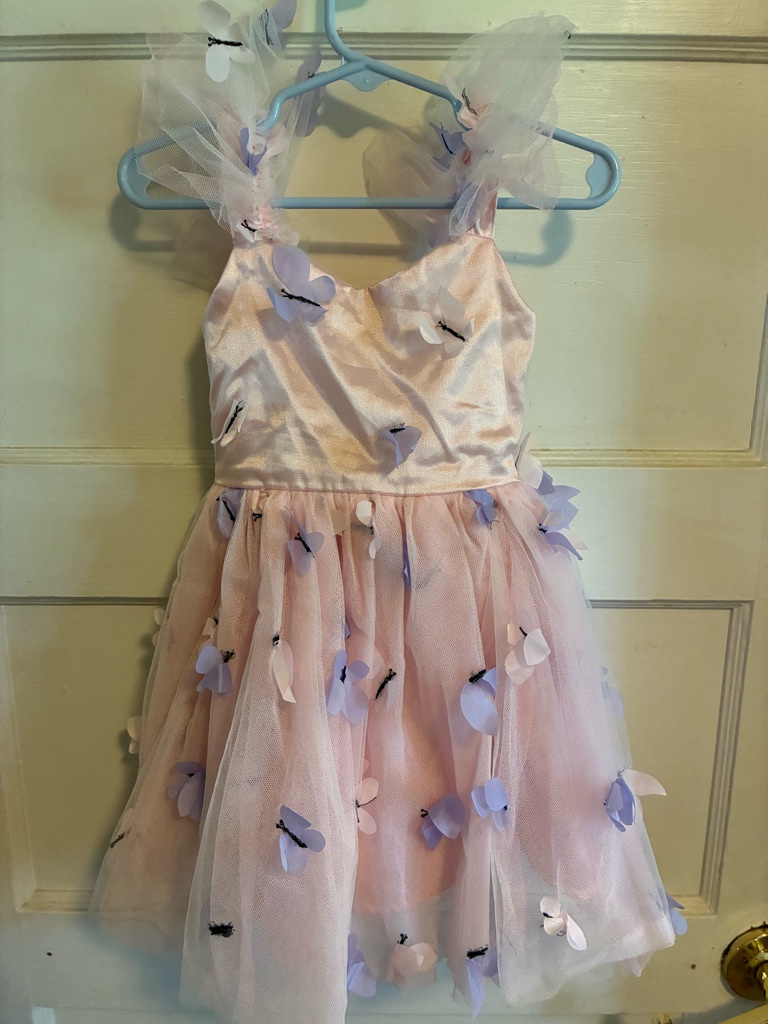 Girls Pink Tulle Flower Appliqu Party Dress